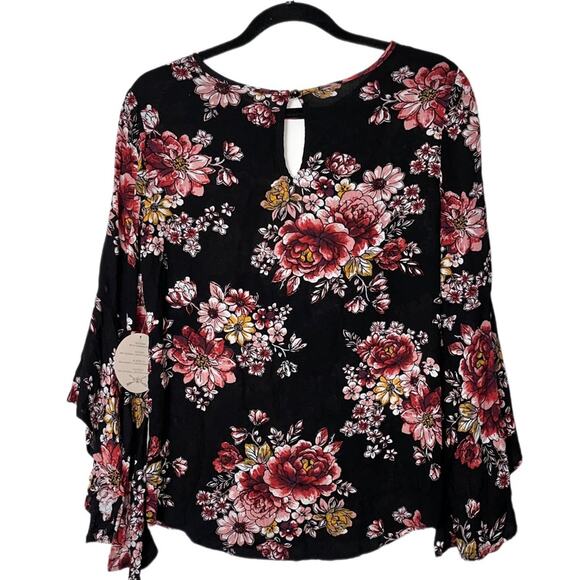 NWT Gypsies & Moondust Gigi Printed Keyhole Top Bell Sleeves Women's Size small - Picture 4 of 16